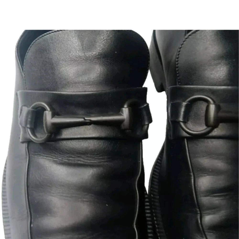GUCCI Black Leather Horsebit Loafers Men's Shoes Size 8.5 D